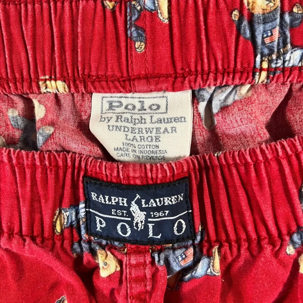 Polo‎ Ralph Lauren Pajama Pants Mens Large Red Polo Bear Cotton Sleepwear Lounge